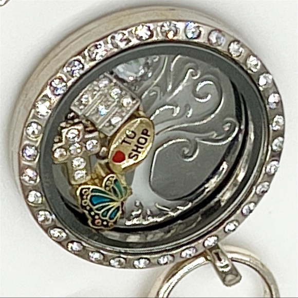 Silver Tone Tree of Life Rhinestone Pendant Charm Necklace 5 Charm - Picture 3 of 4